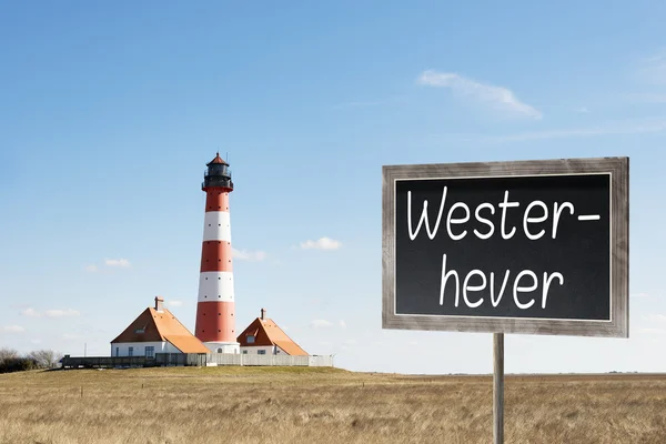 Westerhever lighthouse s tabuli — Stock fotografie