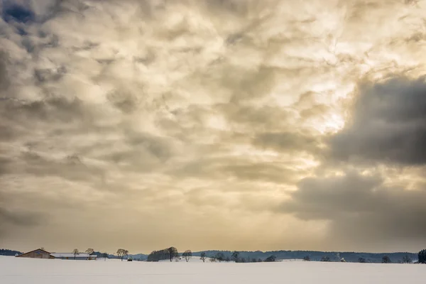 Tramonto paesaggio invernale — Foto Stock