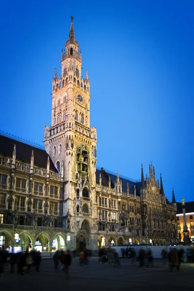 Illuminated town hall Munich — Stock Photo, Image