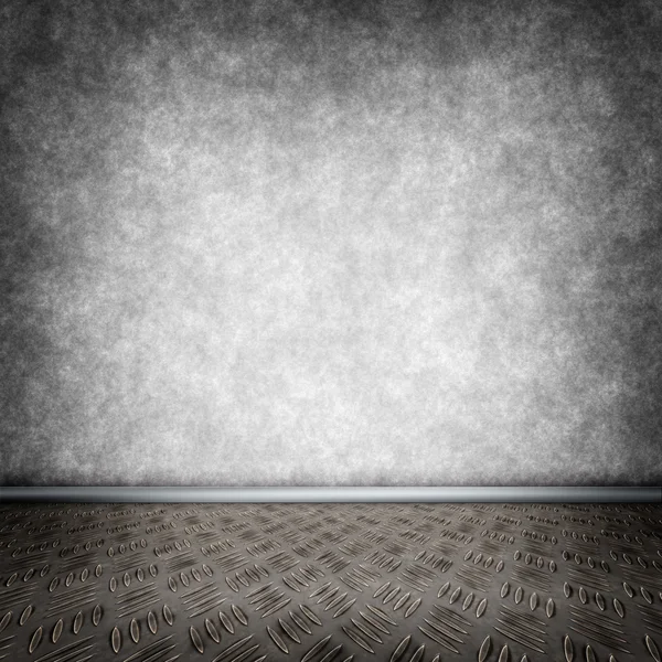 Donkere kamer met metalen vloer — Stockfoto