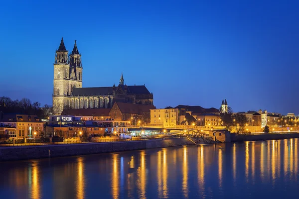Nattbild Magdeburg — Stockfoto