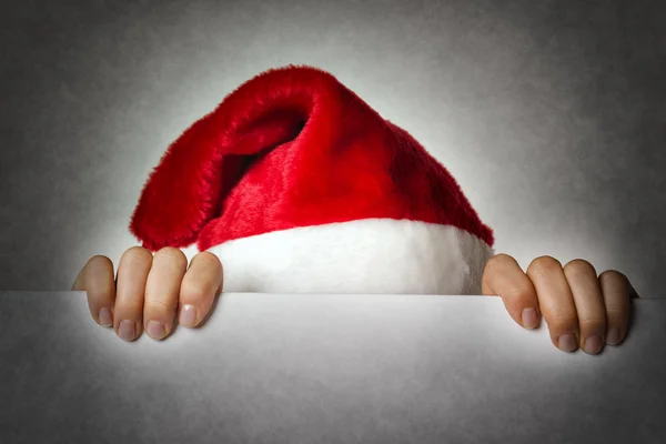 Hiding Santa woman — Stock Photo, Image