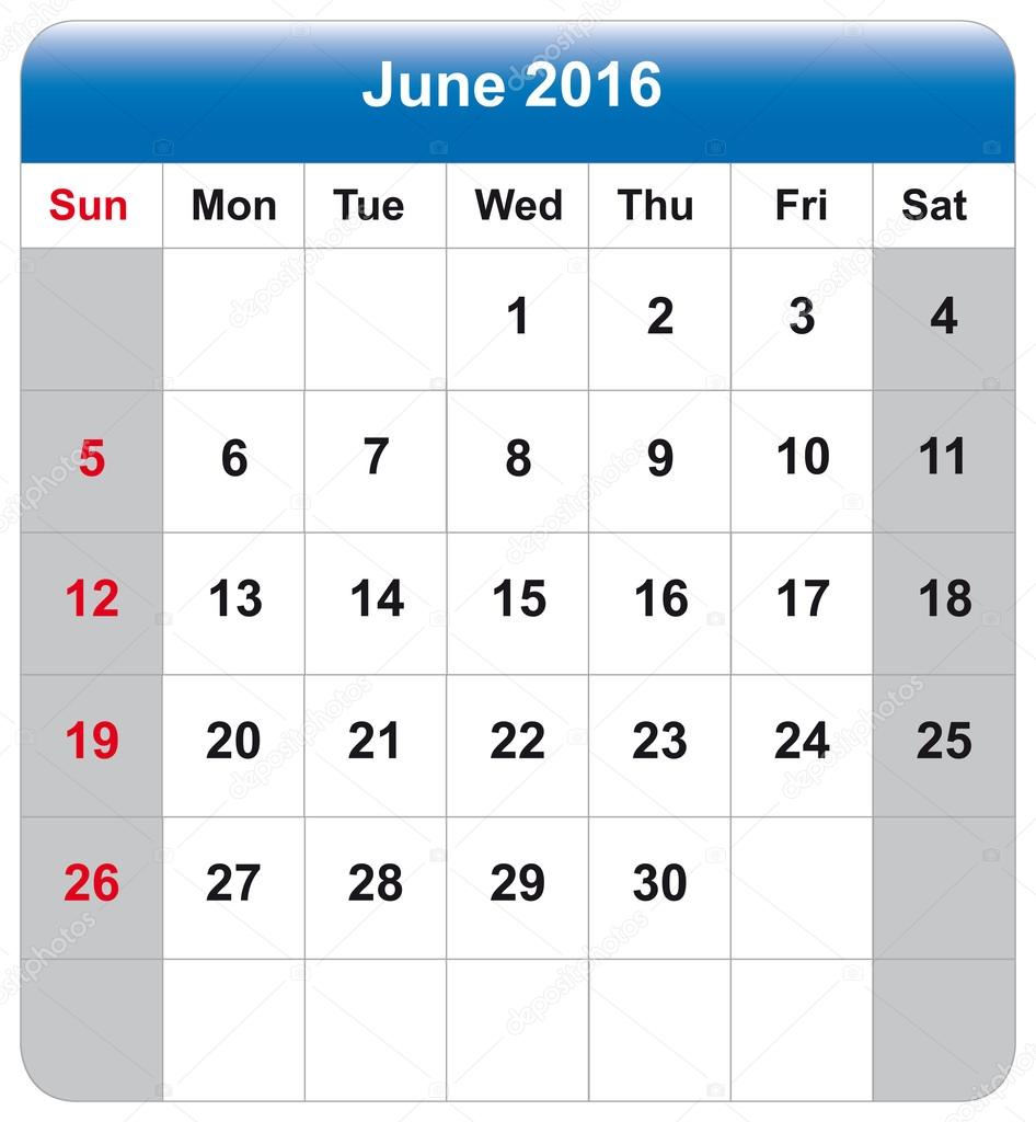 Calendar Sheet June 16 Vector Image By C Wer Vector Stock 1486