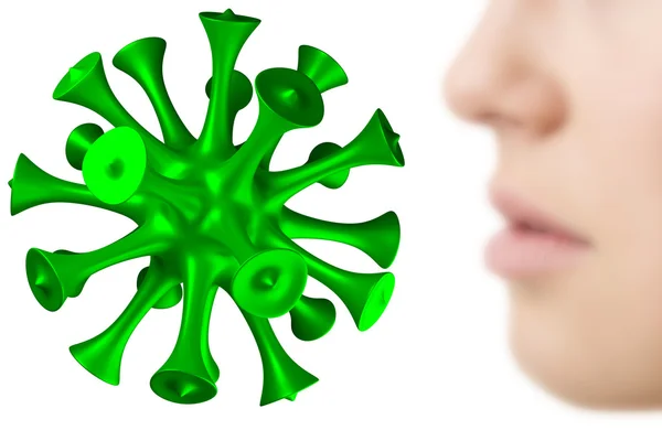 Nose of woman with virus — Stock Photo, Image