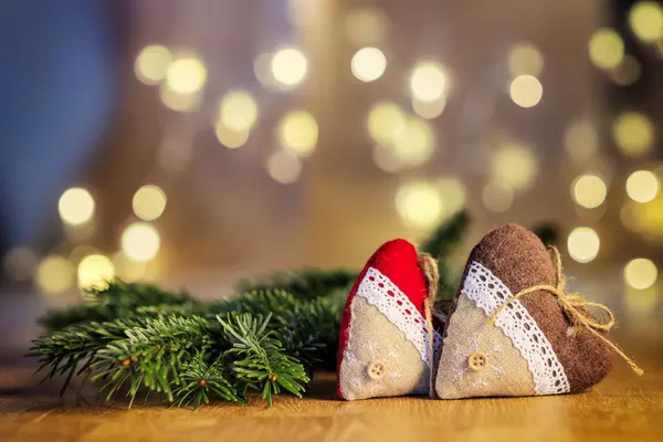 Dekoration Herzen mit verschwommenen Lichtern — Stockfoto