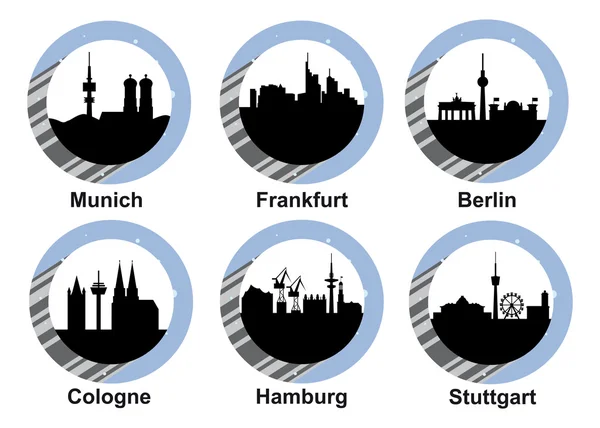 Alman şehirler Icon set — Stok Vektör