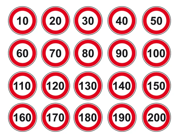 Vector set sign speed limit — Stock Vector