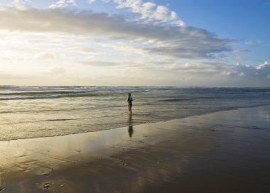 Sandy beach Atlantic coast Fransa Lacanau-Okyanusu yakın Tarih