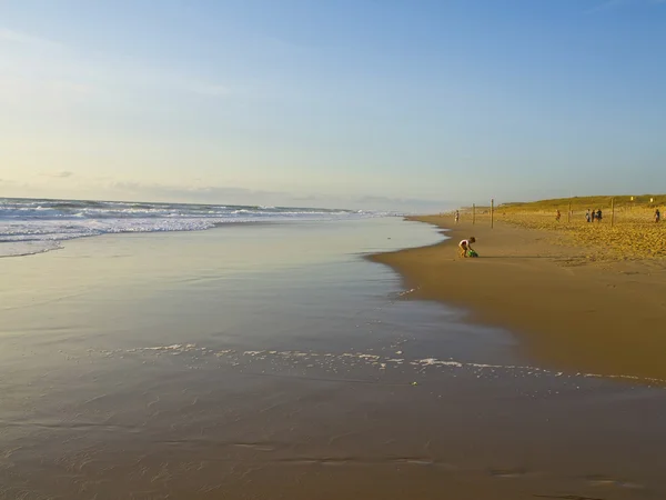 Spiaggia Sabbia Sulla Costa Atlantica Della Francia Vicino All Oceano — Foto Stock