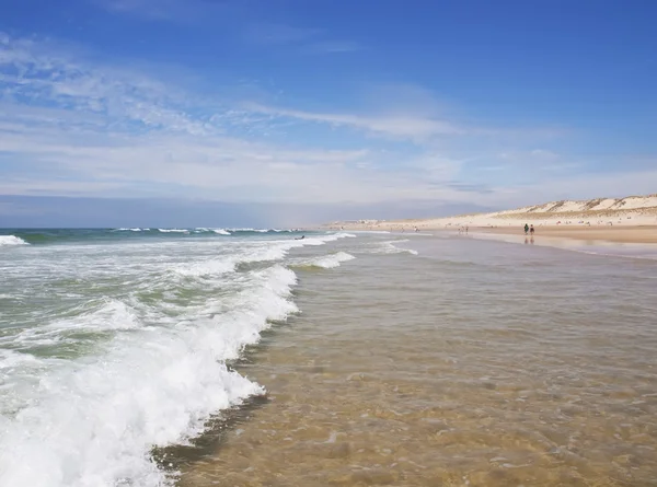 Plage Sable Sur Côte Atlantique France Près Lacanau Océan — Photo