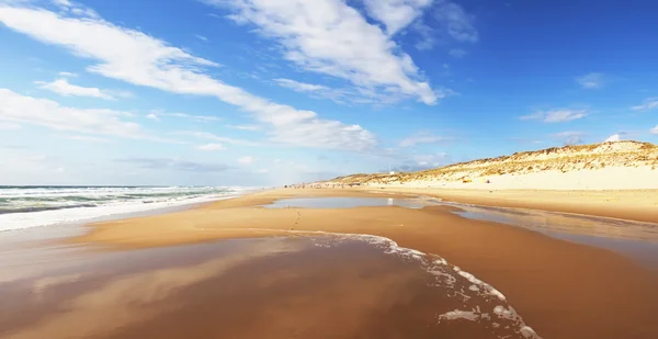 Plage Sable Sur Côte Atlantique France Près Lacanau Océan — Photo