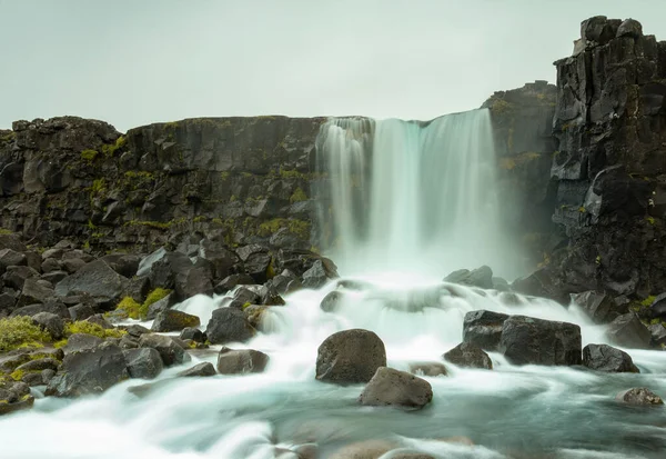 Hermosa Cascada Oxarfoss Parque Nacional Thingvellir Iceland —  Fotos de Stock