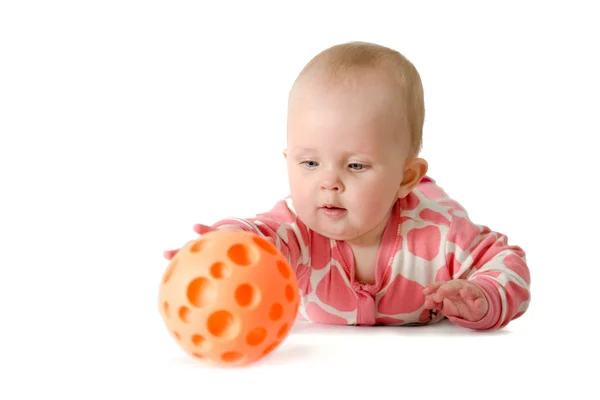 Little girl playing with a ball — Stock Photo, Image