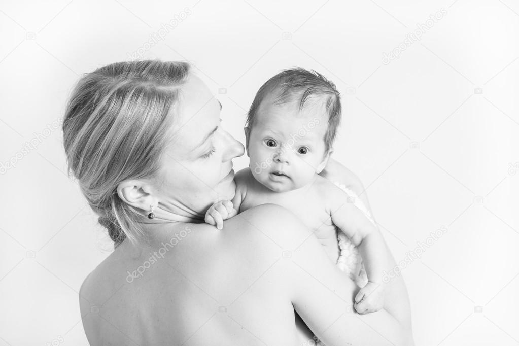 Baby girl in a mother's arms