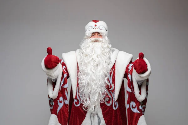 Majestic Father Frost with thumbs up. — Stock Photo, Image
