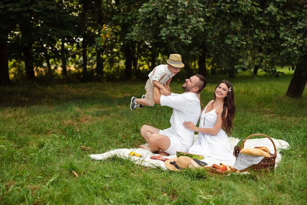 Familia divirtiéndose en el picnic. — Foto de Stock