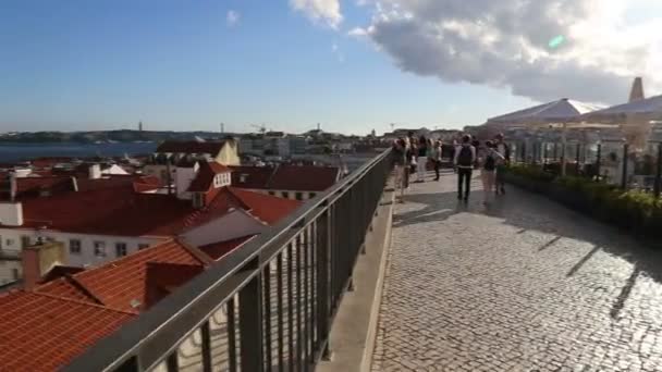 Балкон мальовничий вид на Лісабон — стокове відео
