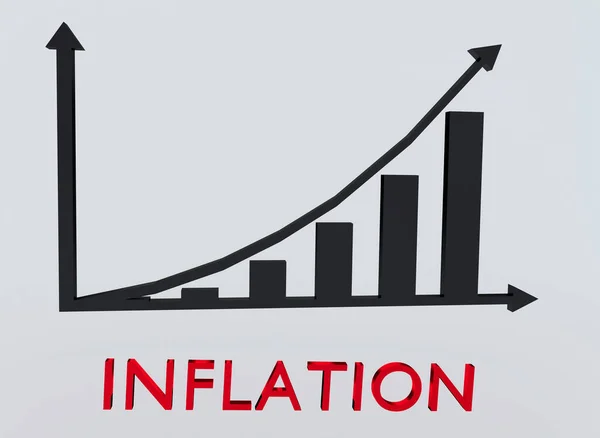 Illustrazione Dell Inflazione Sotto Grafico Barre Colonne Isolato Gradiente Grigio — Foto Stock
