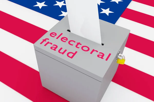 Illustration Des Wahlbetrugsskripts Auf Einer Wahlurne Mit Der Flagge Als — Stockfoto