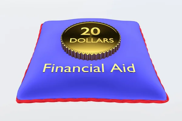 Illustratie Van Dollars Gouden Munt Een Financial Aid Titel Blauw — Stockfoto