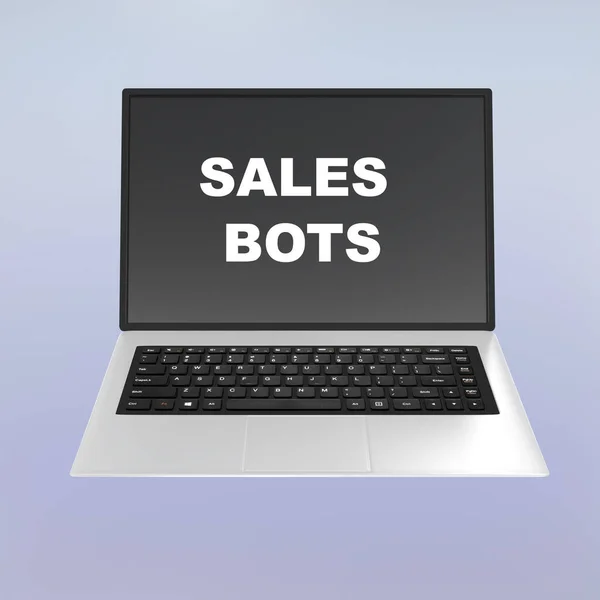 Ilustración Del Script Sales Bots Con Icono Mano Apuntando Pantalla — Foto de Stock