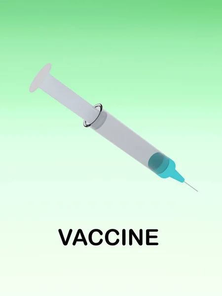 Ilustración Del Script Vaccine Con Jeringa Aislado Sobre Gradiente Verde —  Fotos de Stock