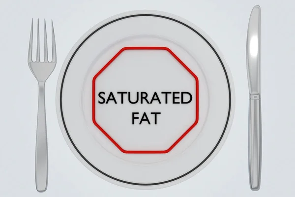 Illustration Des Titels Saturated Fat Innerhalb Eines Symbolischen Stop Straßenschildes — Stockfoto