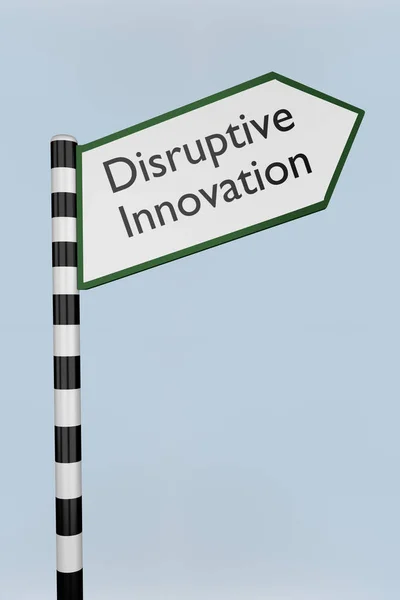 Ilustracja Scenariusza Destruptive Innovation Znaku Drogowym Który Wskazuje Niezwykły Kierunek — Zdjęcie stockowe