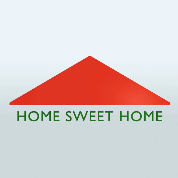 3d illustration of HOME SWEET HOME text under a symbolic red roof, isolated over a blue gradient