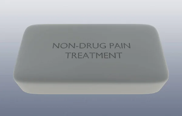 Illustratie Van Non Drug Pain Behandeling Titel Ingebed Een Pil — Stockfoto