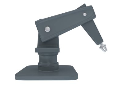 Beyaz renkte izole edilmiş bir endüstriyel robotun 3 boyutlu çizimi. 