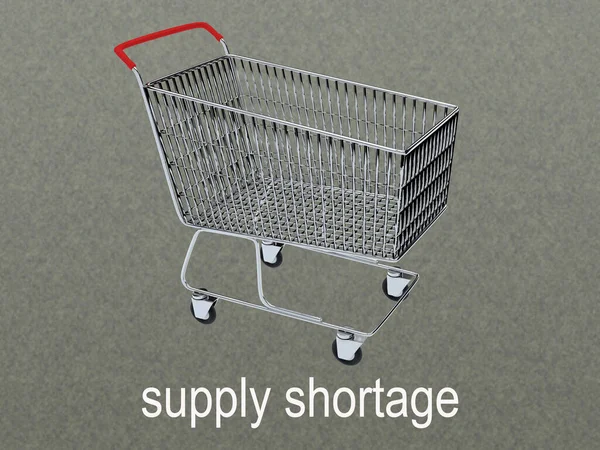 Illustratie Van Lege Supermarkt Kar Supply Shortage Script Geïsoleerd Grijze — Stockfoto