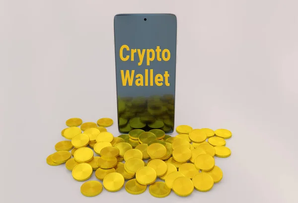 Ilustración Billetera Crypto Dispositivo Smartphone — Foto de Stock