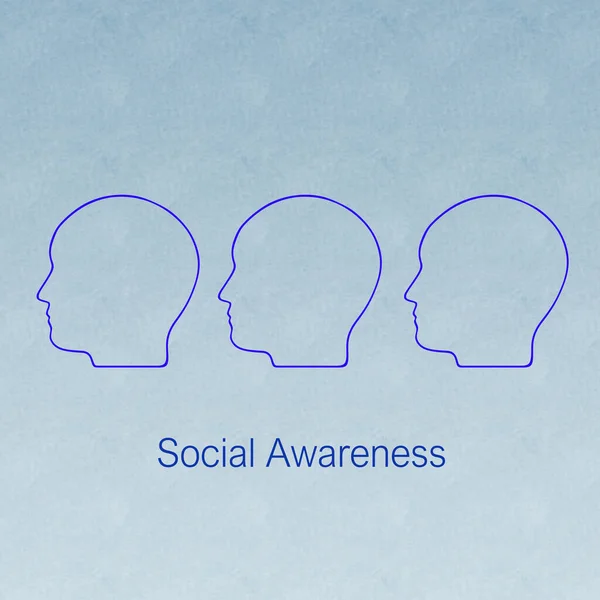 Illustration Des Social Awareness Skripts Unter Drei Silhouetten Des Menschlichen — Stockfoto