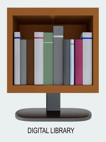 Ілюстрація Символічної Книжкової Полиці Замінює Екран Ізольовано Блідо Зеленому — стокове фото