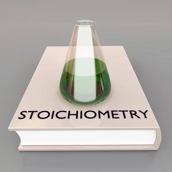 Ilustração Script Stoichiometry Livro Junto Com Flas Erlenmeyer — Fotografia de Stock