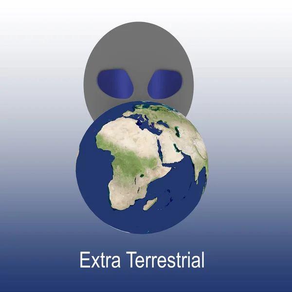 Illustration Extra Terrestrial Script Modell Ett Alient Huvud Isolerad Över — Stockfoto