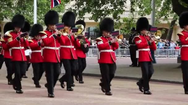 Queen's soldaat op queen's verjaardag repetitie parade — Stockvideo