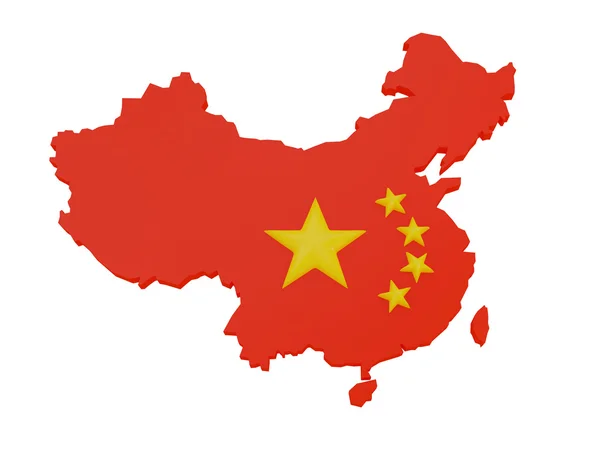 Flag of China inside the shape of the map of China — Stock Photo, Image