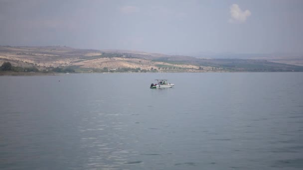 Barco deportivo en agua azul — Vídeos de Stock