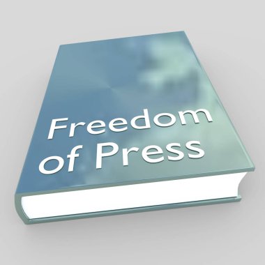 Basın Özgürlüğü adlı kitabın 3 boyutlu bir çizimi. soluk gri üzerine izole