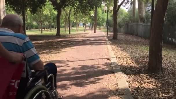 Pomoc muži ve vozíku — Stock video