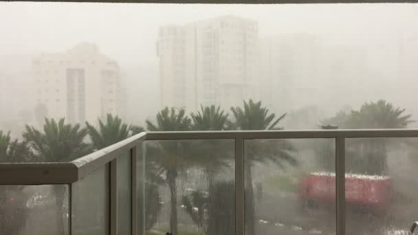 Balcony on a stormy day in Tel-Aviv — Stock Video