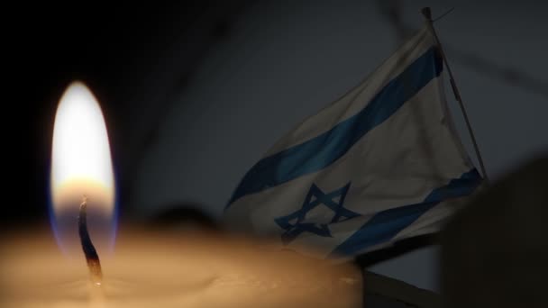 Israel memorial fundo bandeira e vela — Vídeo de Stock