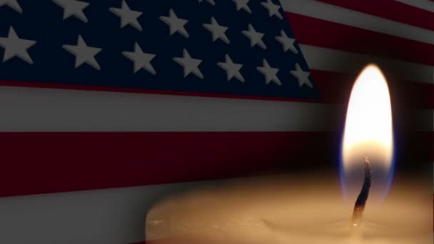 USA pamětní den pozadí se svíčkou — Stock video