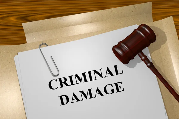Título sobre daños penales en documentos legales — Foto de Stock