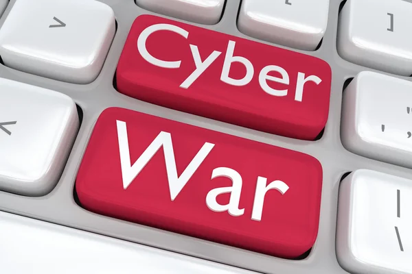 Computertastatur med Cyber War knapper - Stock-foto