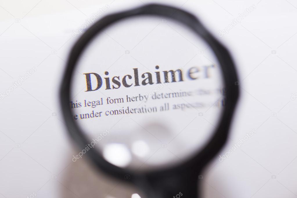 Disclaimer written on document
