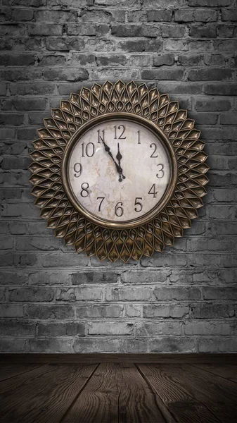 벽돌로 어두운 시간은 크리스마스 2021 줍니다 시계가 — 스톡 사진