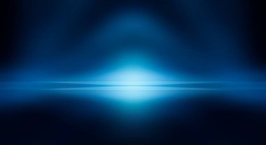 Modern minimalist, fütürist stüdyo geçmişi. Çizgileri ve ışıkları olan karanlık bir arka plan, neon ışığı, gece görüşü. Soyut mavi arkaplan. Boş sahne.